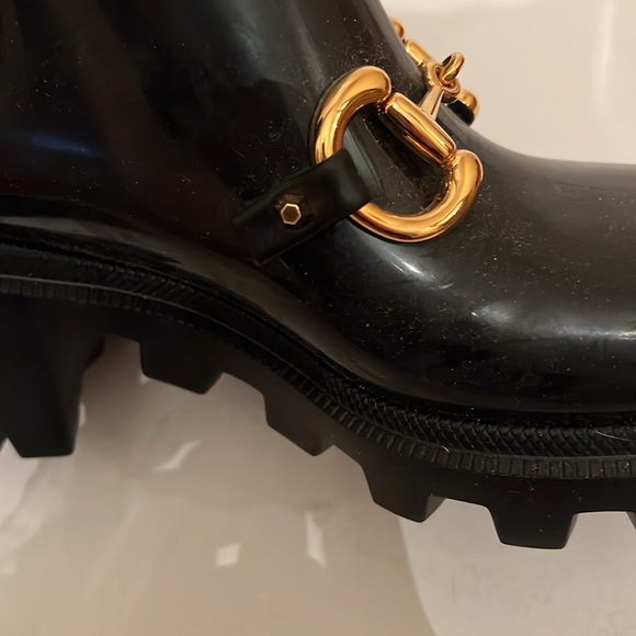 New Gucci Horsebit Tall Rain Boots Black Italy Size 38 - Picture 12 of 16